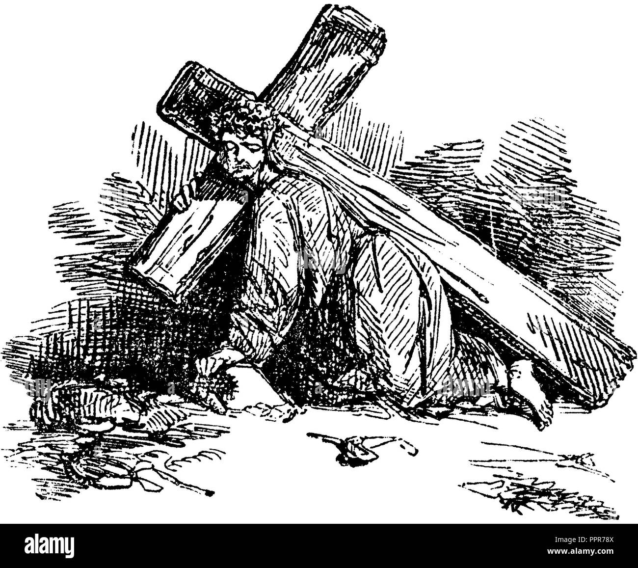 Jesus Christ falls under the cross, 1863 Stock Photo Alamy
