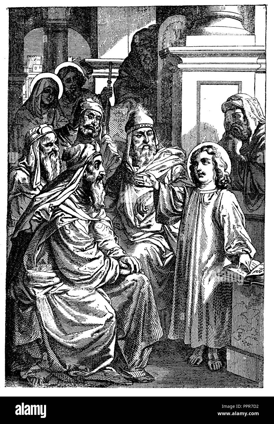 Jesus teaches at the age of twelve, anonym  1879 Stock Photo