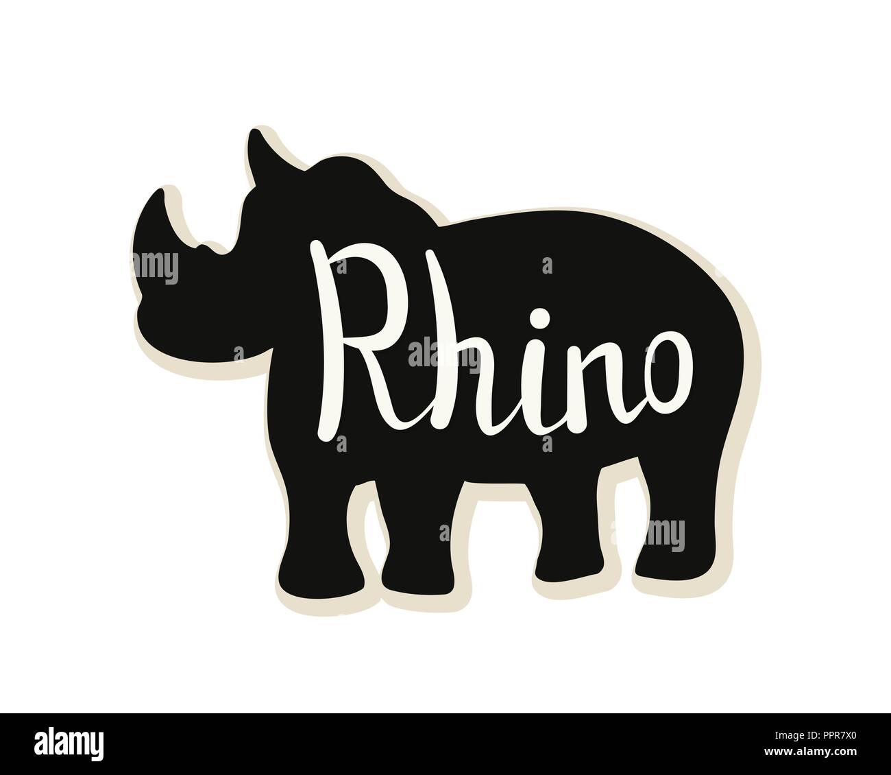 Silhouette of a rhino on a white background. Vector illustration ...