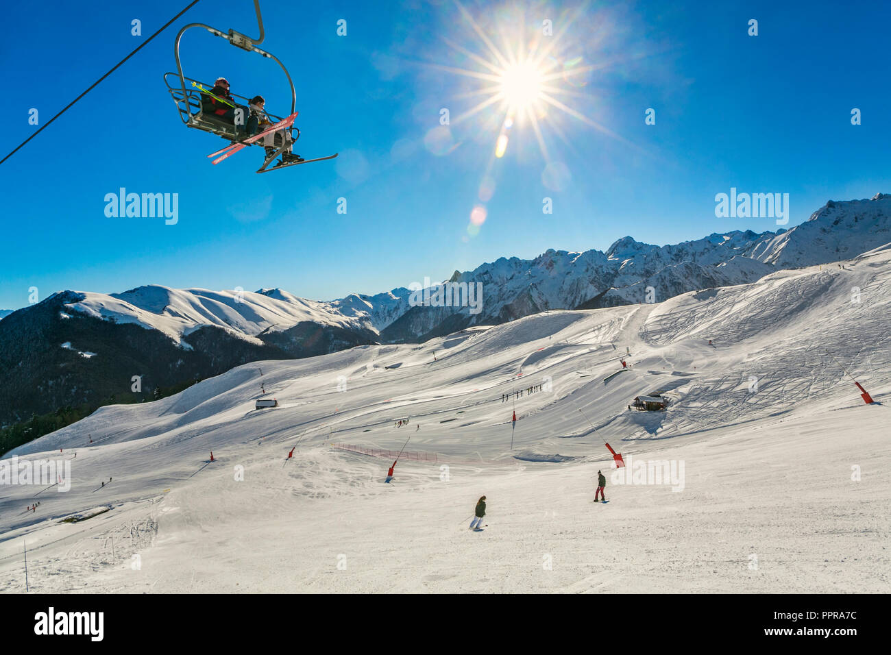 Luchon- Superbagneres ski resort. Bagneres de Luchon. Haute-Garonne. Midi Pyrenees. France. Stock Photo