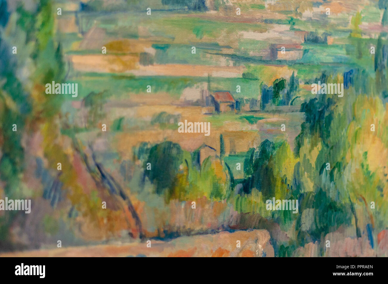 Detail of the 'Montagne Sainte-Victoire' painting by Paul Cézanne.Musée d'Orsay, Paris, France Stock Photo