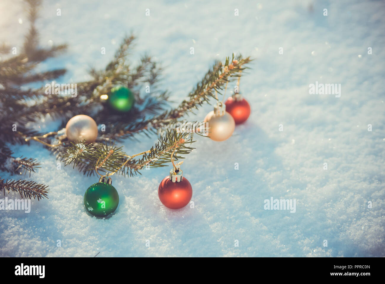 Decorated fir tree snow hi-res stock photography and images - Alamy