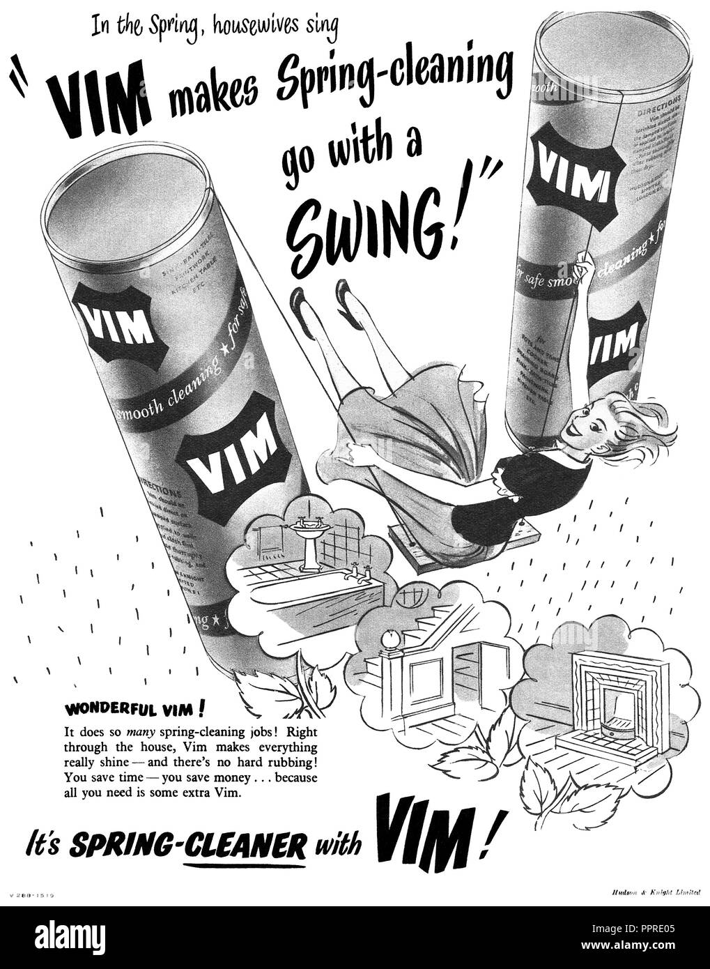 1950 polvo de limpieza de Vim del anuncio del Reino Unido Fotografía de  stock - Alamy