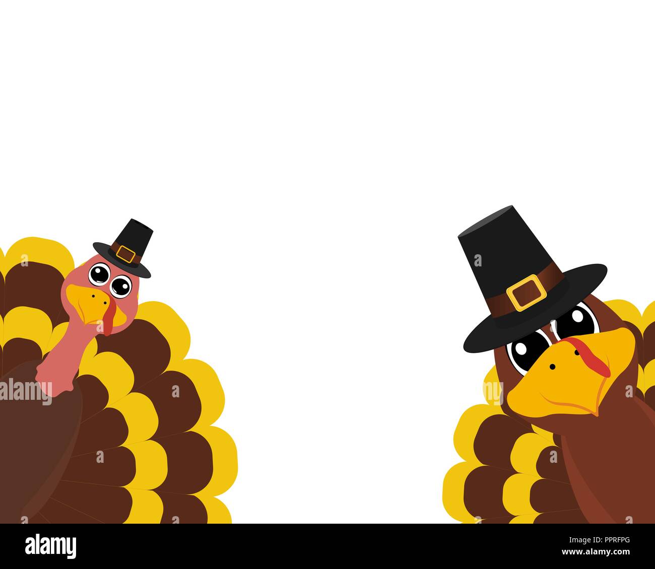 Turkey Pilgrimin on Thanksgiving Day, on white background funny character Stock Vector