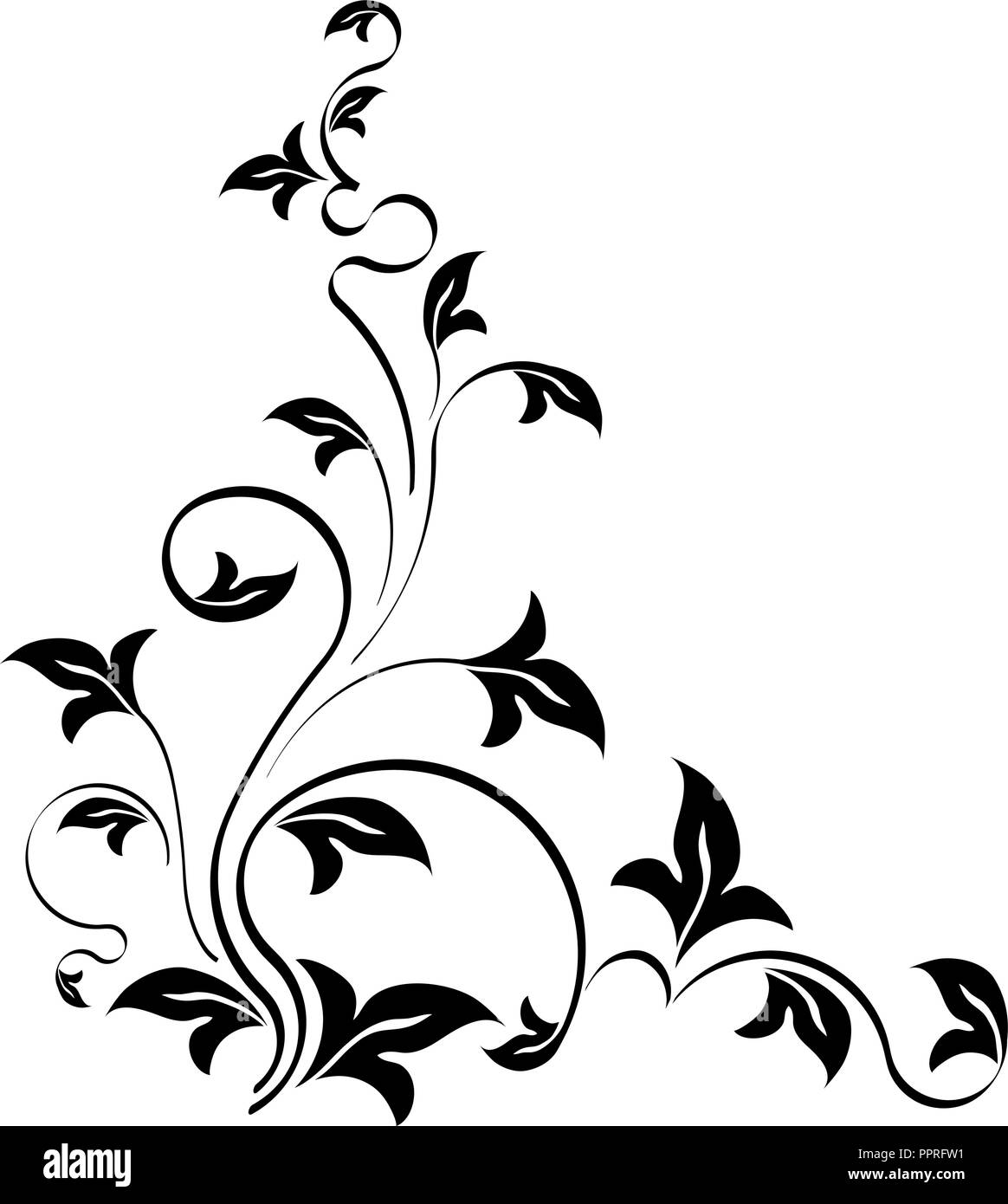 Stencil style floral corner. Template for your design Stock Vector