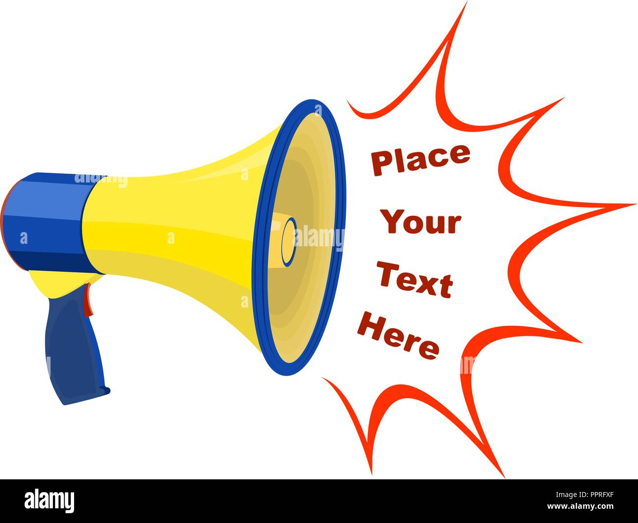 Vintage yellow and blue megaphone with space for your text. Template ...