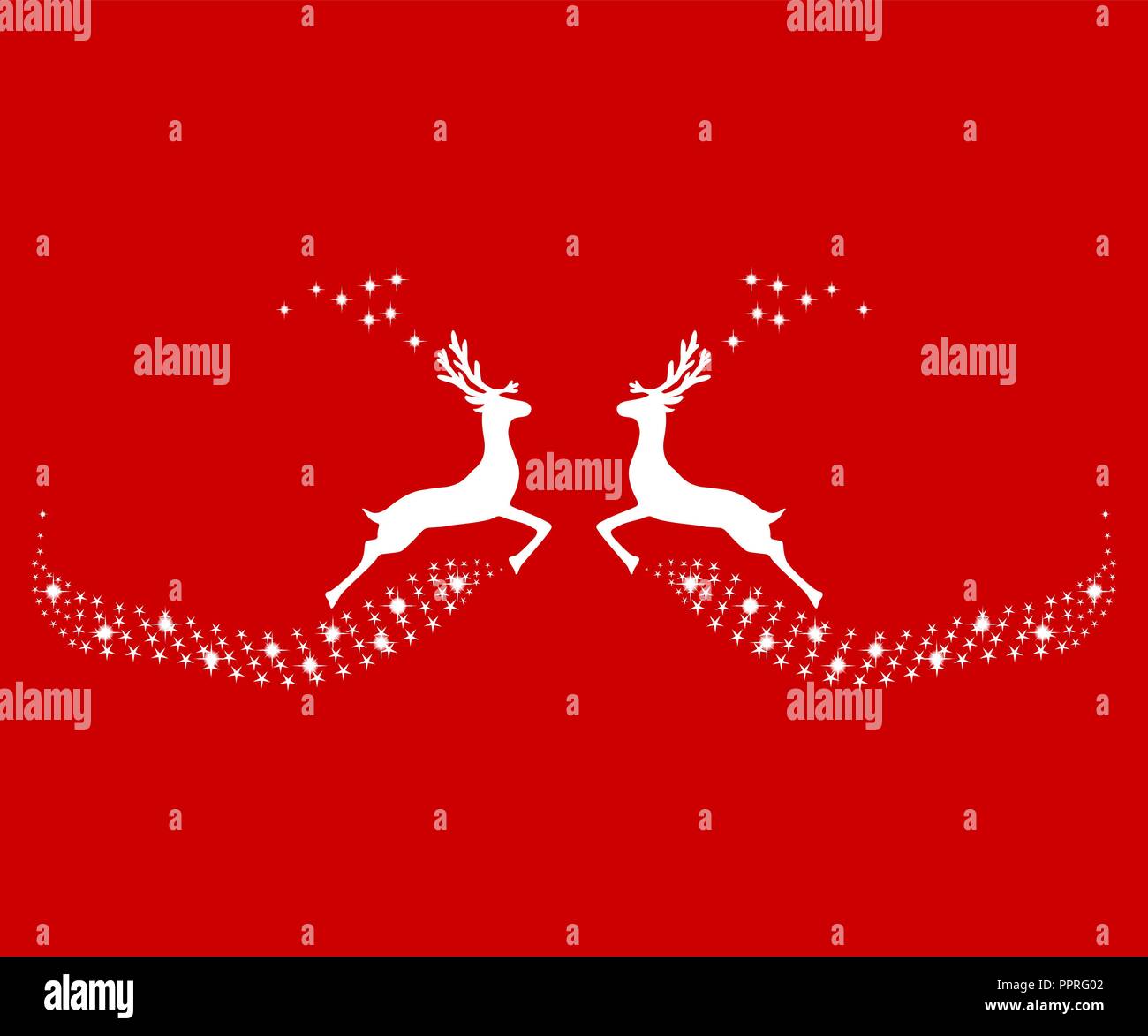 Two reindeer leap towards each other, silhouettes Stock Vector