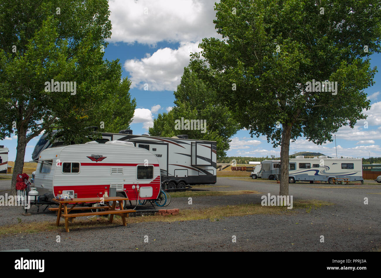 Campers at the Railside RV Ranch, Williams AZ Stock Photo
