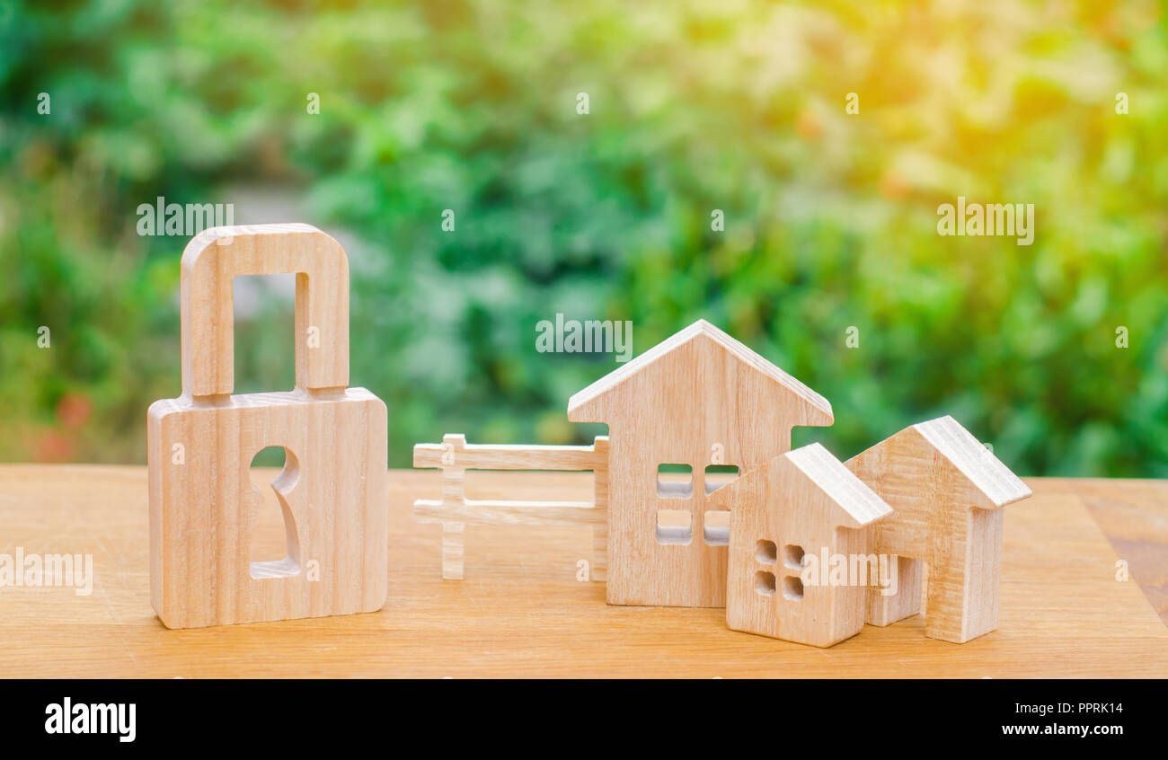 Wooden Houses With A Lock Security In The City Region