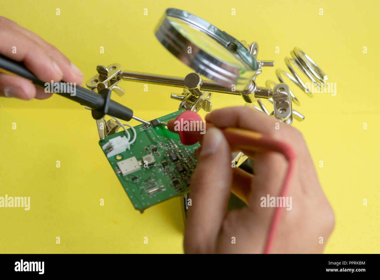 View of the repair of an electronic circuit Stock Photo Circuit Diagram