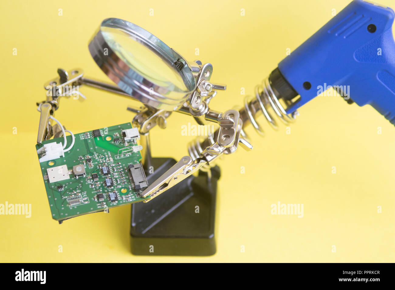 View of the repair of an electronic circuit Stock Photo Circuit Diagram