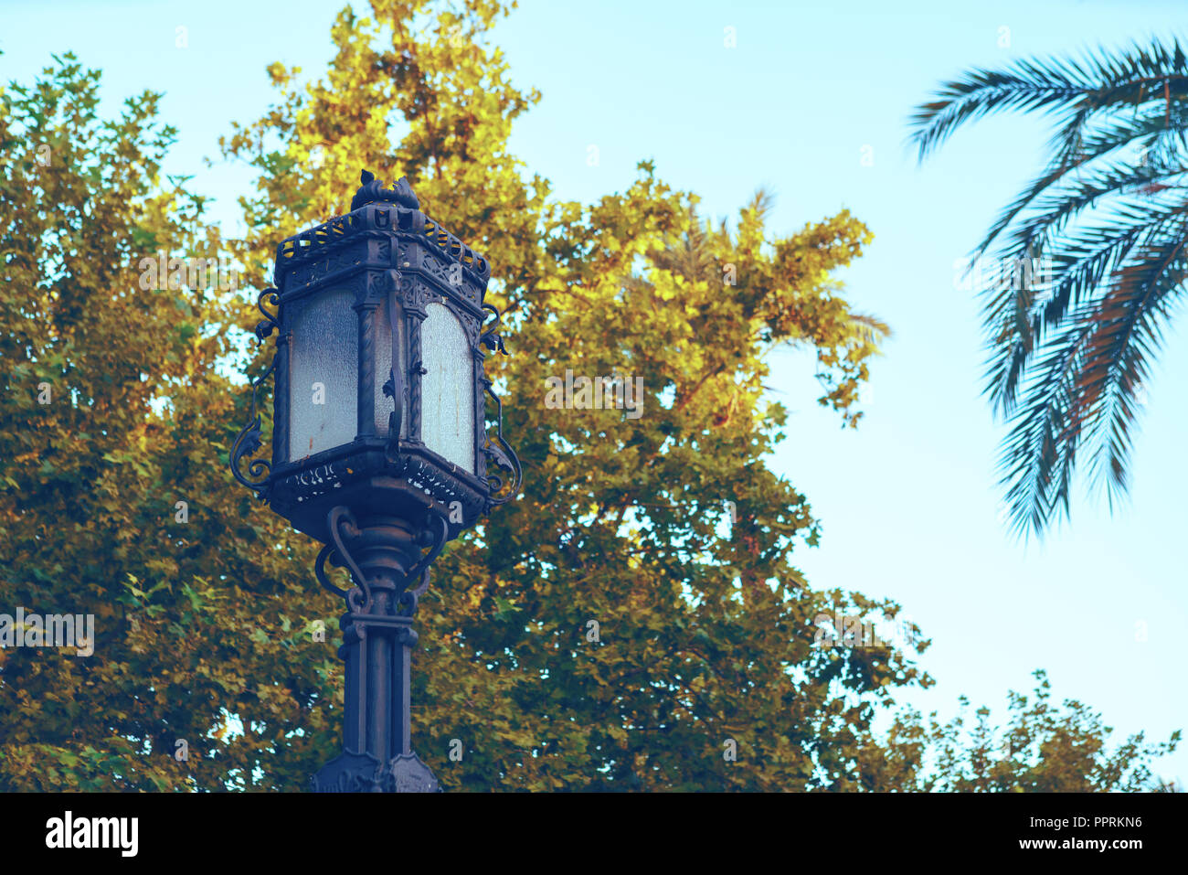 Detail of one beautiful street light in Seville Stock Photo