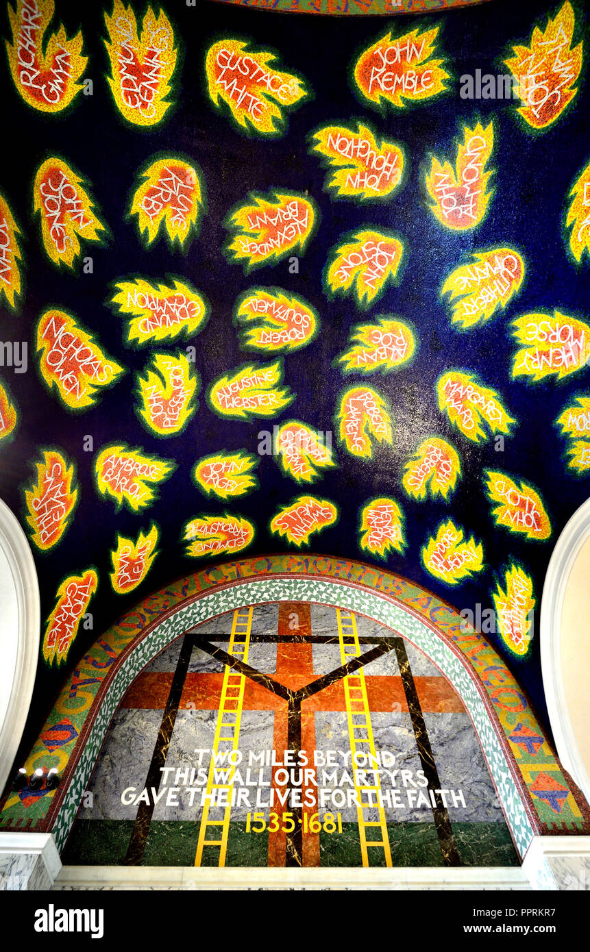 Ceiling of the Chapel of St George and the English Martyrs in Westminster Cathedral (Catholic: 1903) London, England, UK. Mosaics by Tom Philips: 2016 Stock Photo