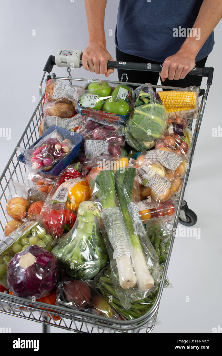 Plastic packaging on fruit and vegetables in the UK Stock Photo Alamy