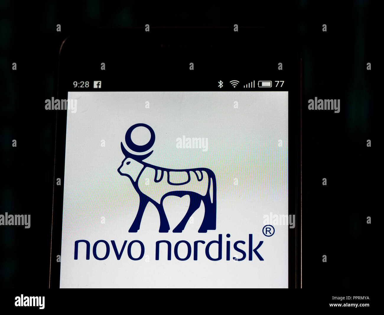 Novo Nordisk logo seen displayed on smart phone. Novo Nordisk A/S is a  Danish multinational pharmaceutical company headquartered in Bagsværd,  Denmark Stock Photo - Alamy