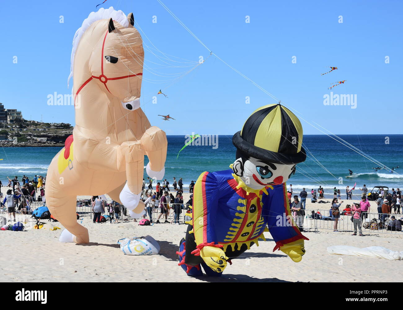 Sydney, Australia Sept 09, 2018. Kite flyers and crowd of people