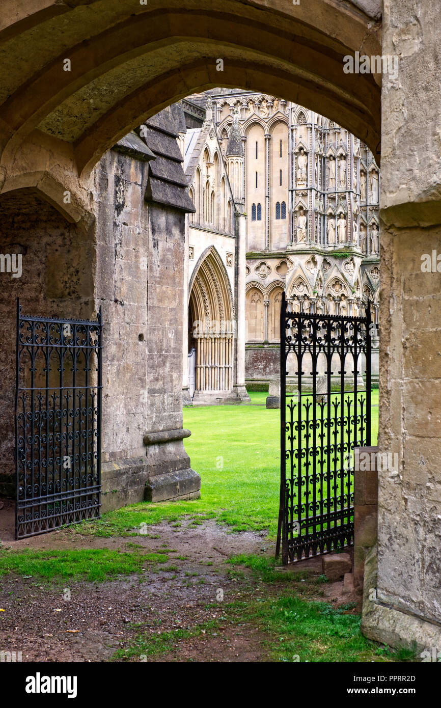 Arched opening on the Wells Cathedral north side in Wells, Somerset, UK Stock Photo