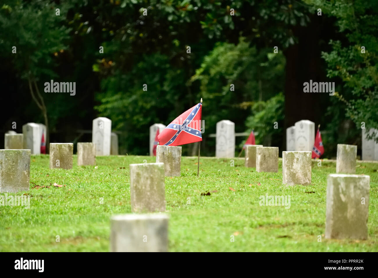 Confederate civil war battle cemetery in Jonesboro, Georgia.  The battle was to capture railroad and cut off supplies to Atlanta from the south. Stock Photo