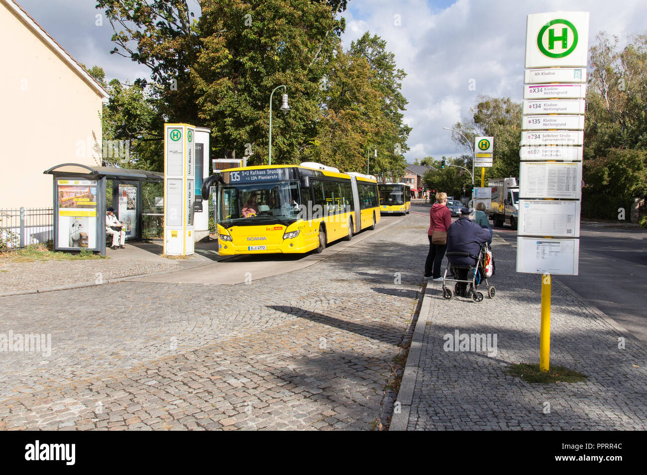 Bus stops at Kladow in Berlin, Germany Stock Photo