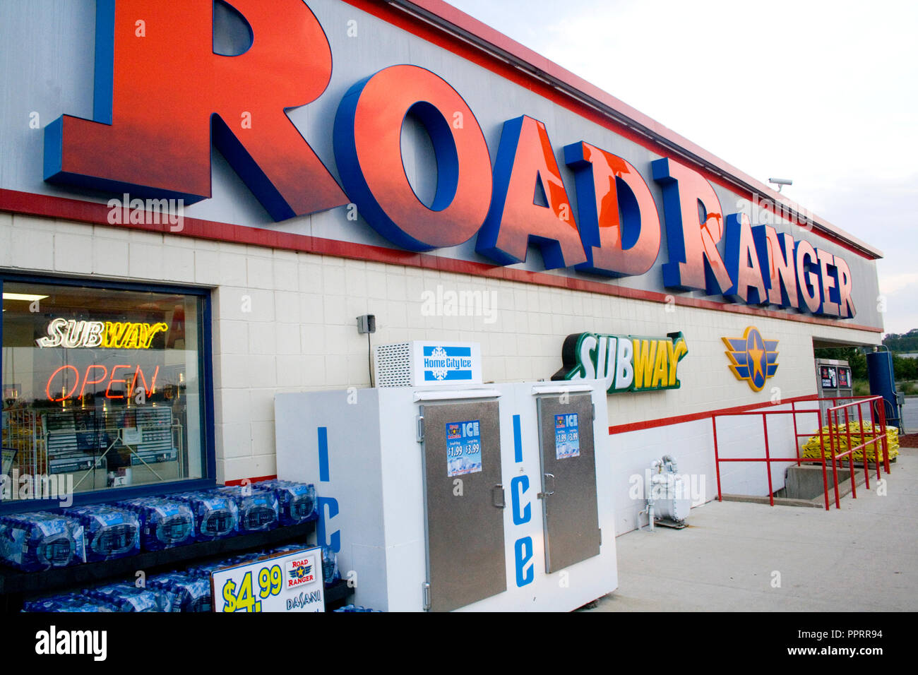 Road Ranger truck stop convenience store and Subway Restaurant. Hampshire Illinois IL USA Stock Photo