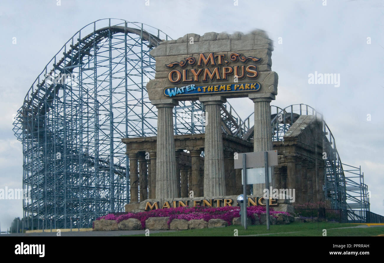 Roller coaster of the Mt. Olympus Water and Theme Park. Wisconsin Dells Wisconsin WI USA Stock Photo