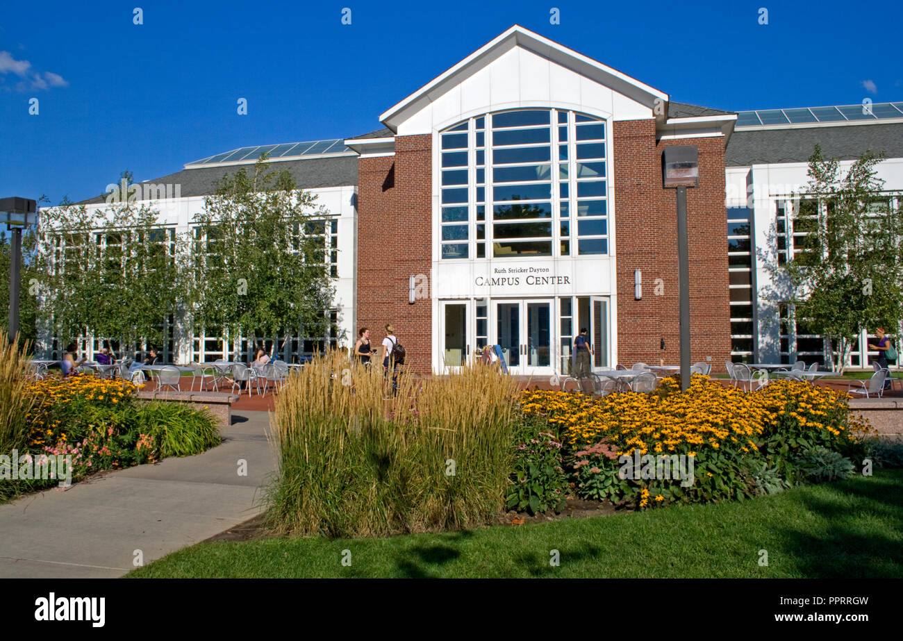 Students in front of the Ruth Stricker Dayton Campus Center at Macalester College. St Paul Minnesota MN USA Stock Photo