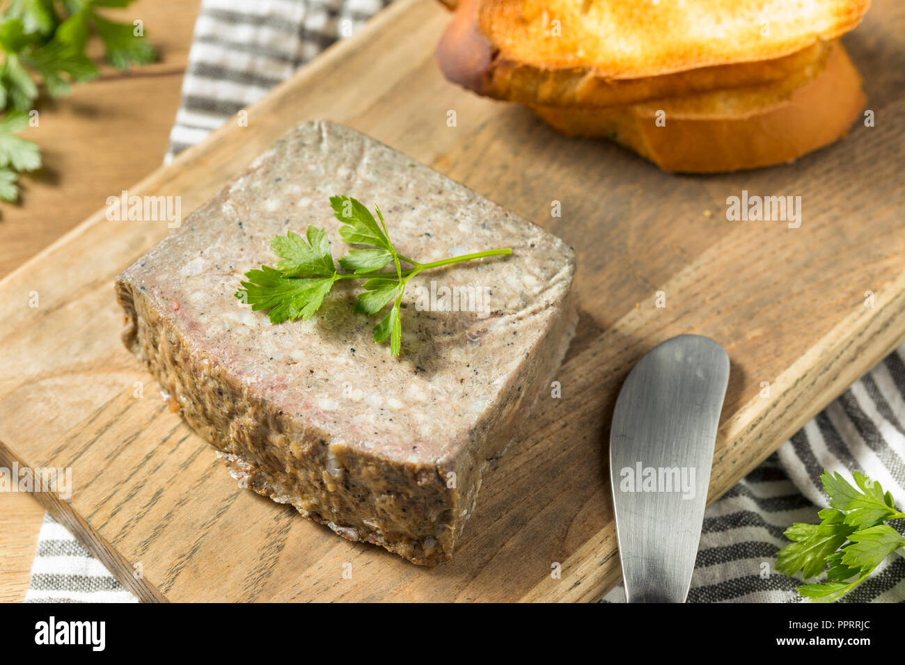 Savory Duck Liver Pate Spread with Toast and Parsley Stock Photo Alamy