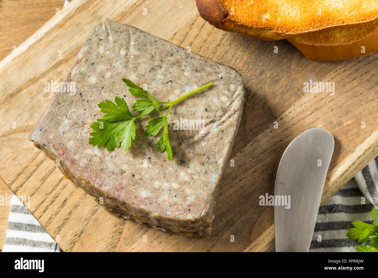 Savory Duck Liver Pate Spread with Toast and Parsley Stock Photo Alamy