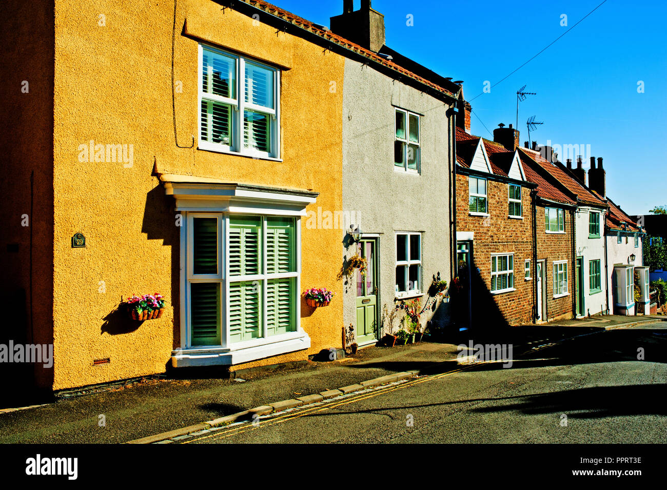 Cottages at top of Bentley Wynd, Yarm on Tees, North East England Stock