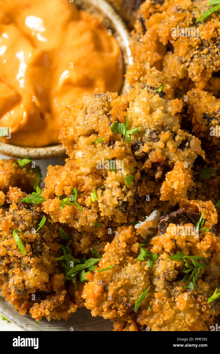 Homemade Deep Fried Chicken Livers with Spicy Mayo Stock Photo Alamy