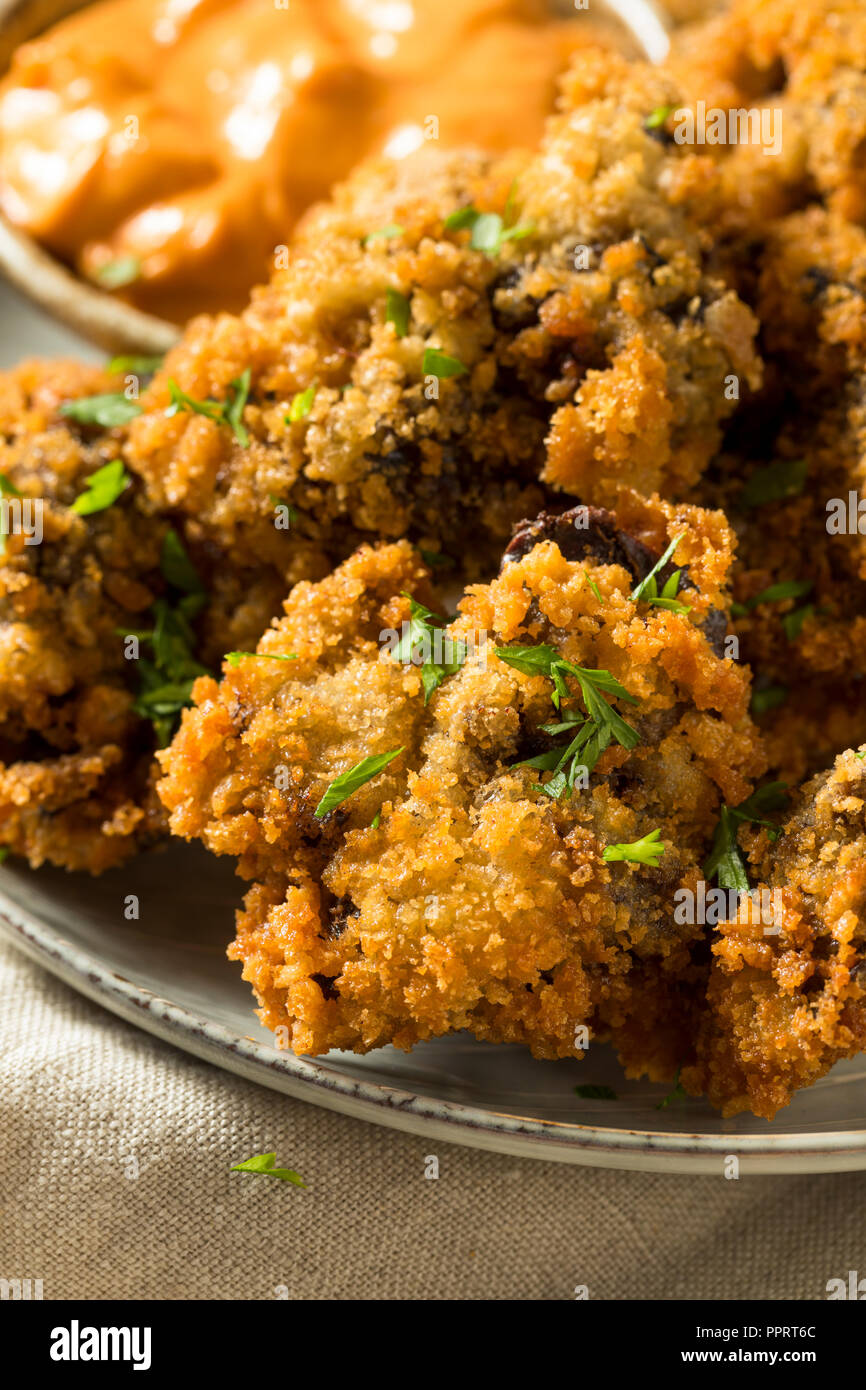 Homemade Deep Fried Chicken Livers with Spicy Mayo Stock Photo Alamy