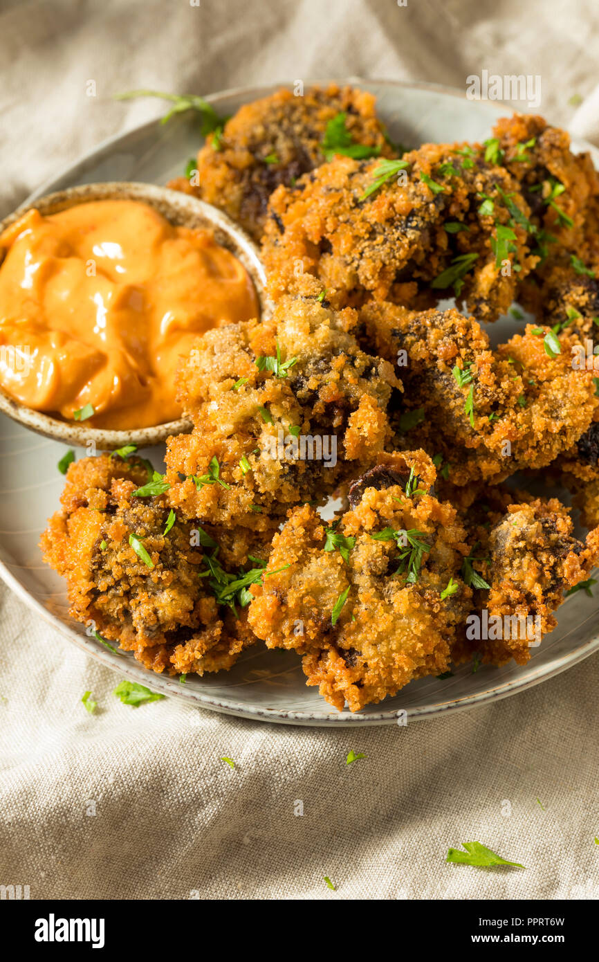 Homemade Deep Fried Chicken Livers with Spicy Mayo Stock Photo Alamy
