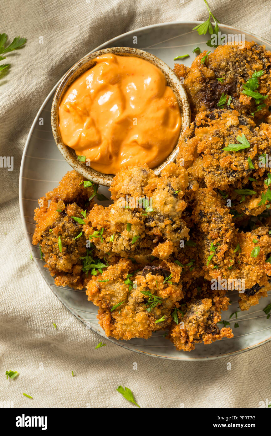 Homemade Deep Fried Chicken Livers with Spicy Mayo Stock Photo Alamy