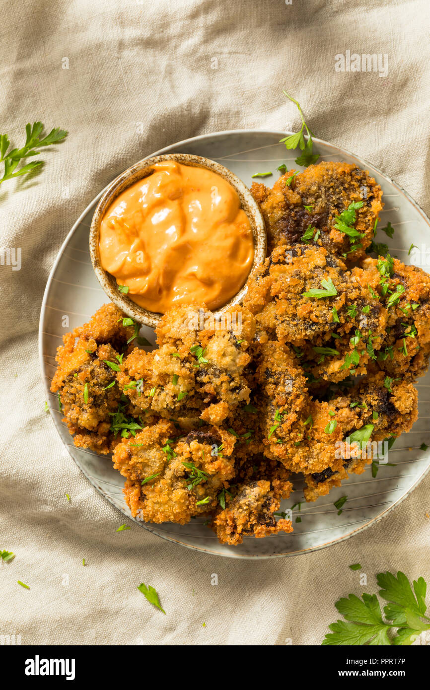 Homemade Deep Fried Chicken Livers with Spicy Mayo Stock Photo Alamy