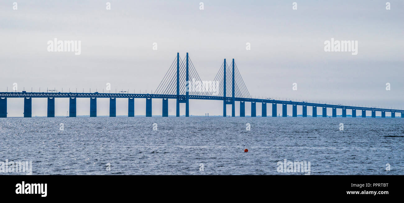 view of Öresund Bridge, Malmö, scania, Sweden Stock Photo