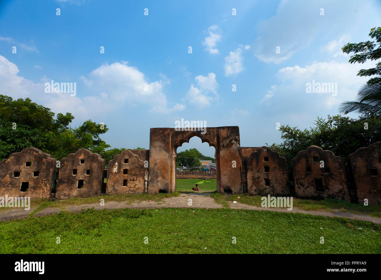 Sonakanda Fort, a Mughal river-fort located on the eastern bank of the Sitalakshya River at Bandar, almost opposite of Hajiganj Fort  in Narayanganj d Stock Photo