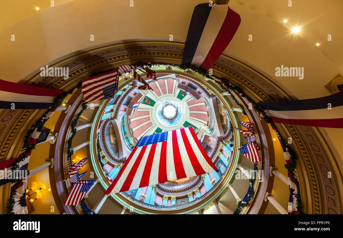 ST. LOUIS, MO, USA - JULY 9, 2018 - Replica of the Garrison flag ...