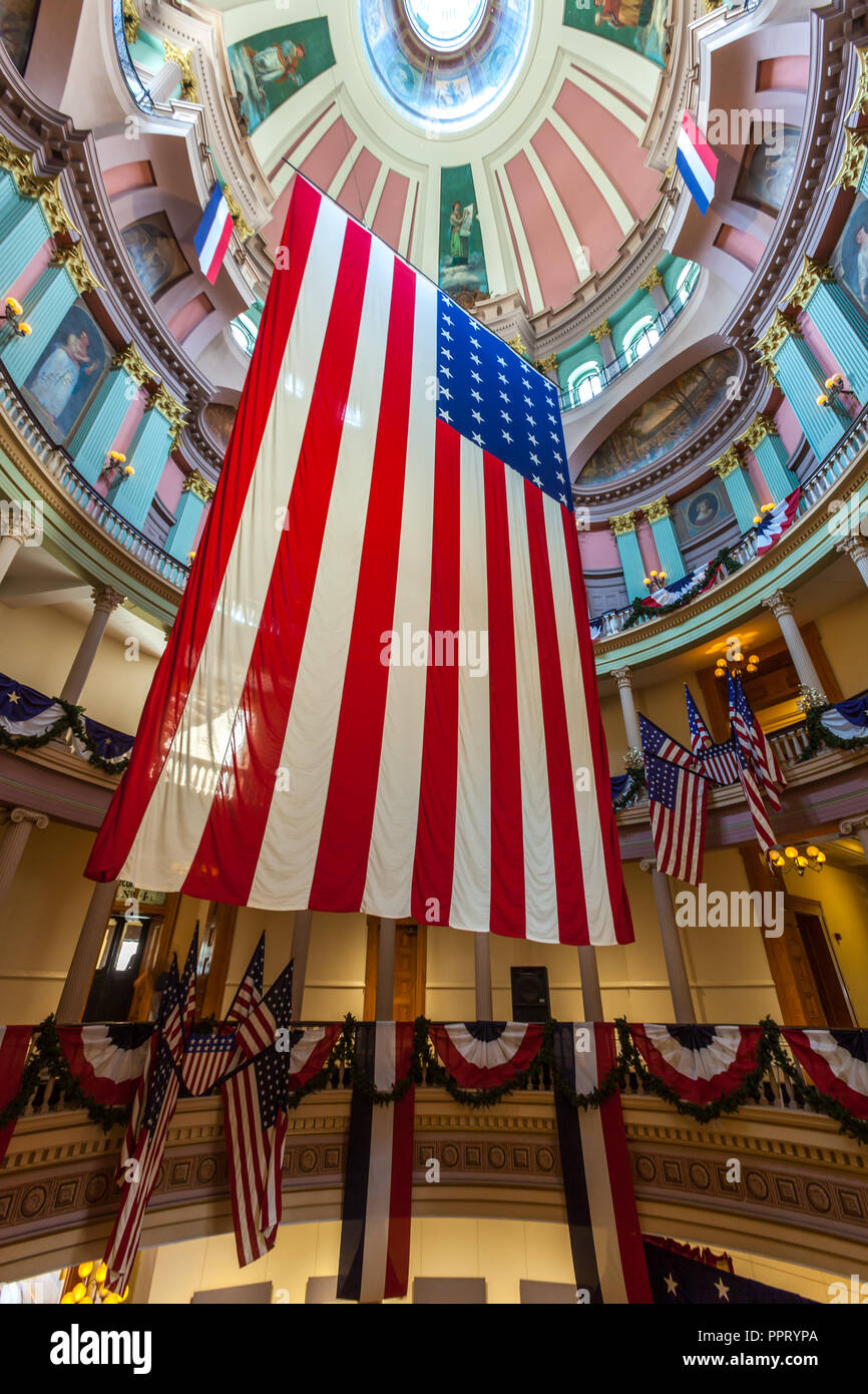 ST. LOUIS, MO, USA - JULY 9, 2018 - Replica of the Garrison flag ...
