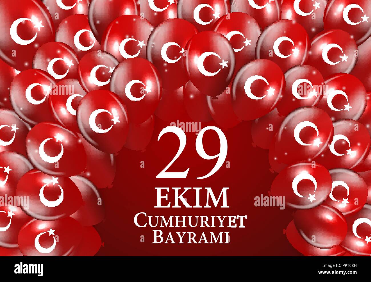 29 Ekim Cumhuriyet Bayraminiz. Translation: 29 october Republic Day Turkey. Vector Illustration Stock Vector