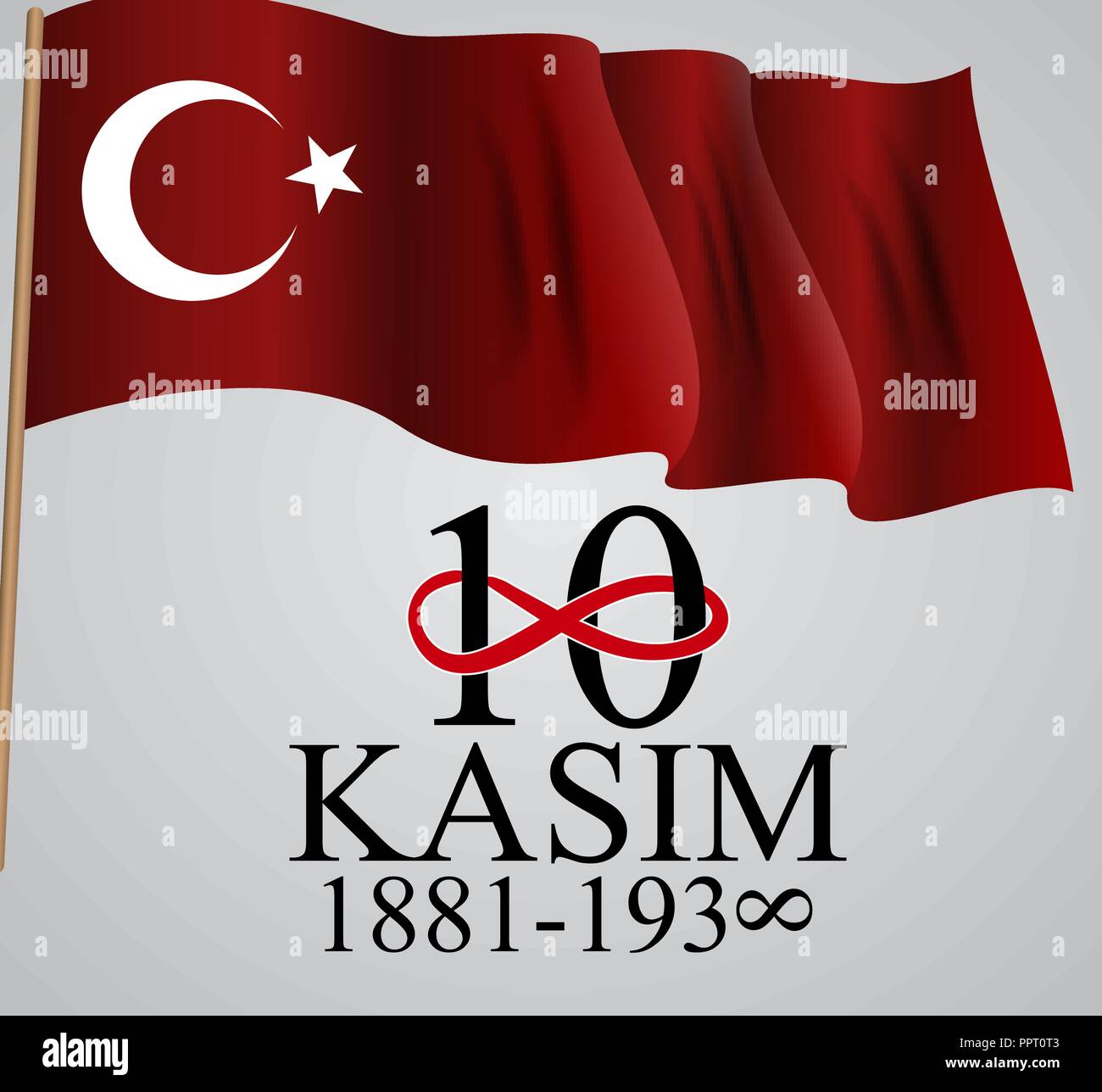 10 November founder of the Republic of Turkey Mustafa Kemal Ataturk death anniversary. English: November 10, 1881-1938. Vector Illustration Stock Vector