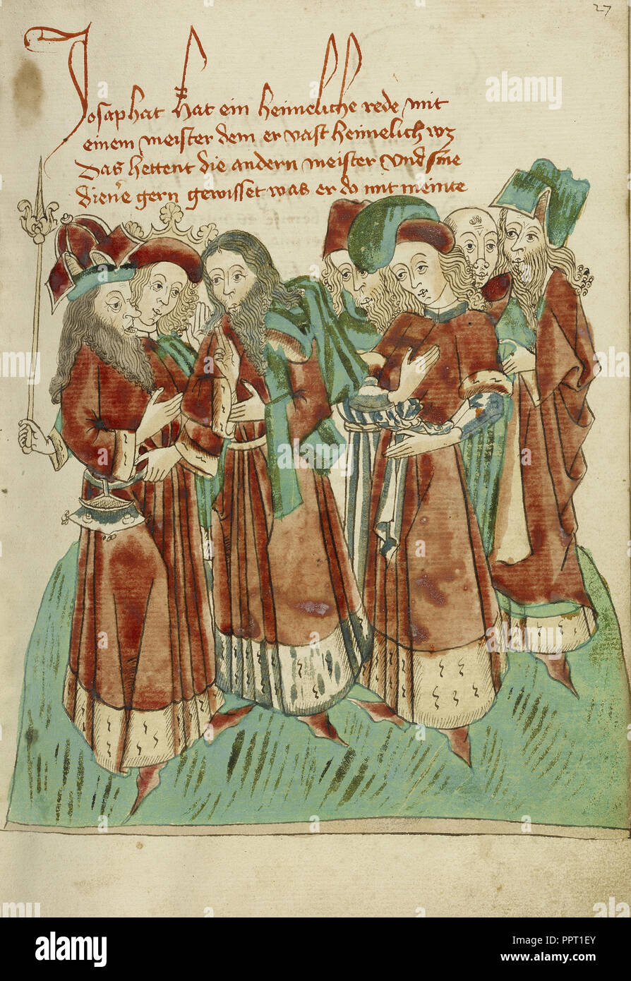 Josaphat Converses with the Astrologers; Follower of Hans Schilling, German, active 1459 - 1467, from the Workshop of Diebold Stock Photo