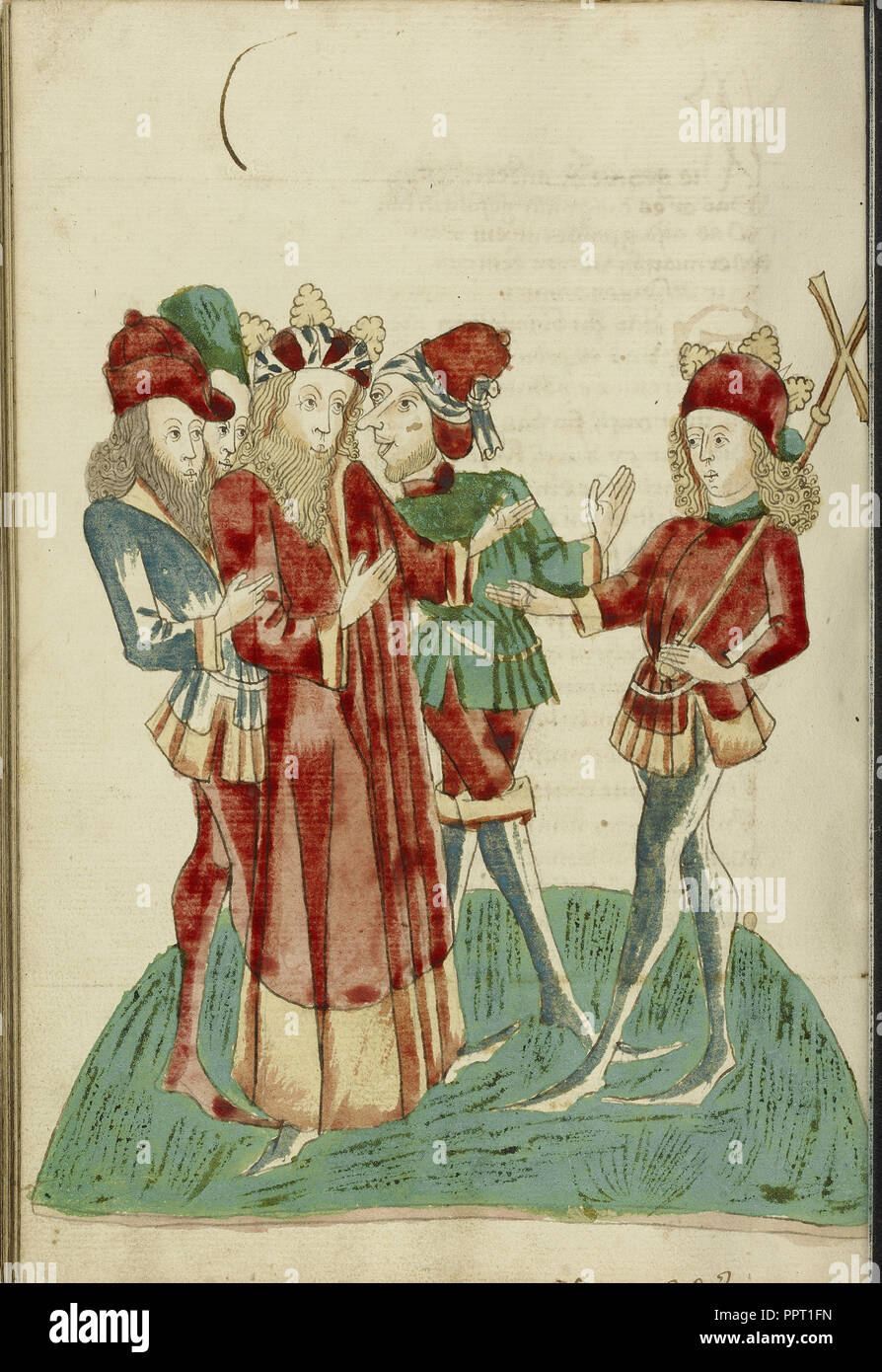 King Avenir with Courtiers Converses with Josaphat; Follower of Hans Schilling, German, active 1459 - 1467) Stock Photo