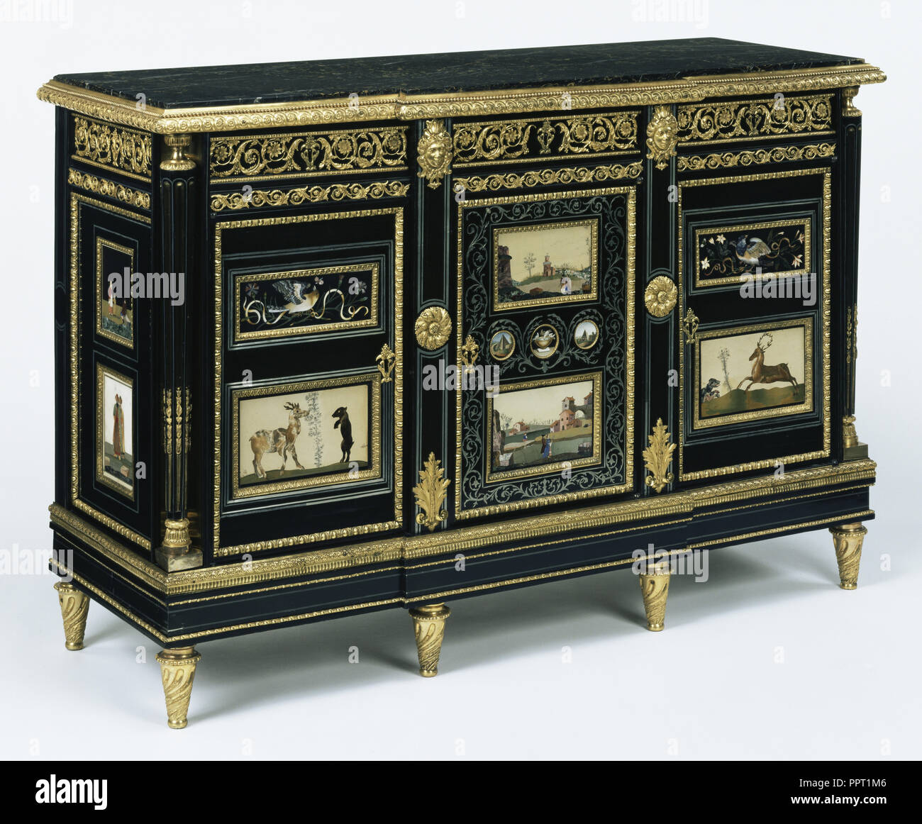 One of a Pair of Cabinets; Attributed to Adam Weisweiler, French, 1744 - 1820, master 1778), Paris, France; about 1785; pietra Stock Photo