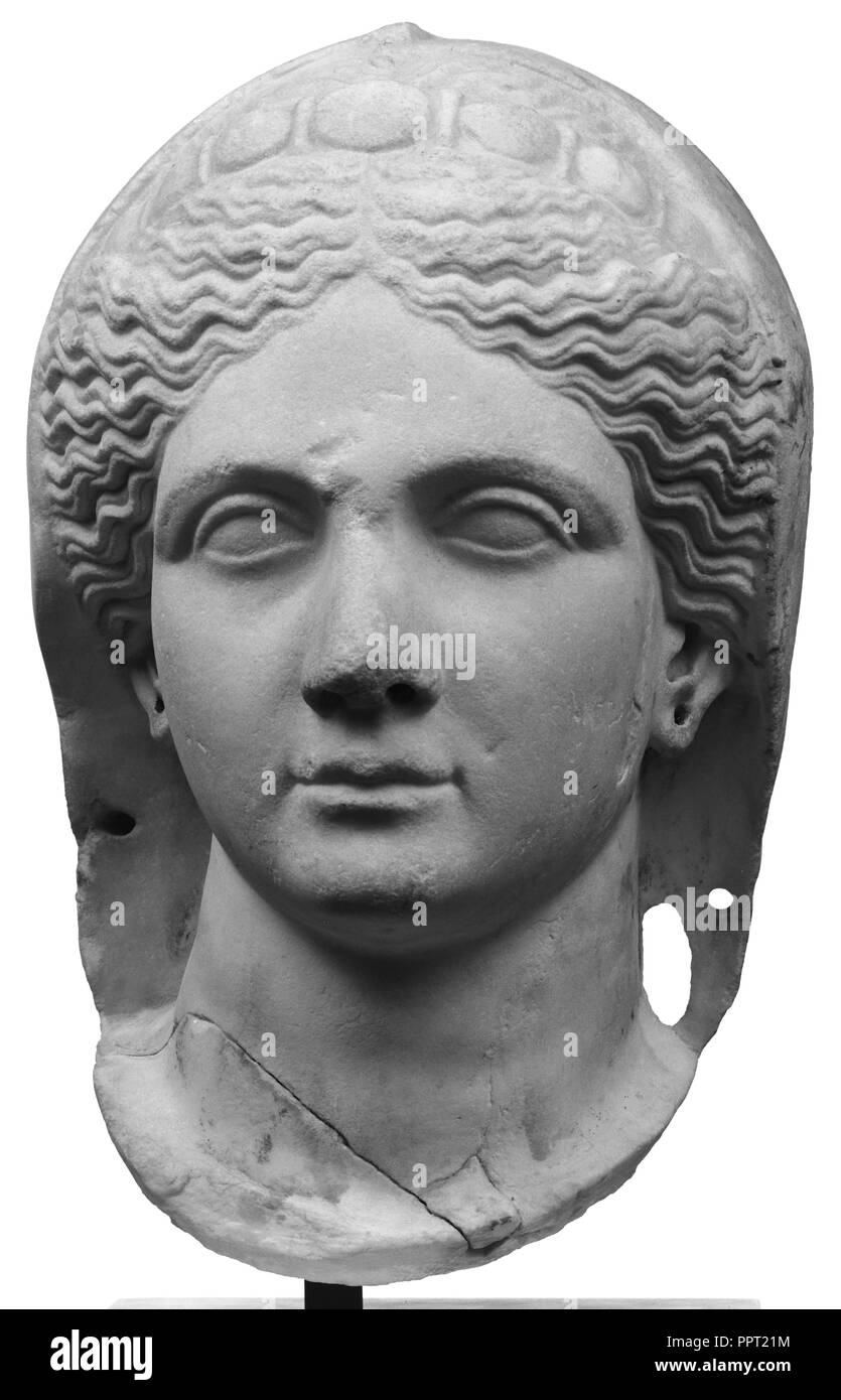 Portrait of a Veiled Female Head, Perhaps Sabina; Roman Empire; early 2nd century; Marble; 40.5 × 26.5 × 26 cm Stock Photo