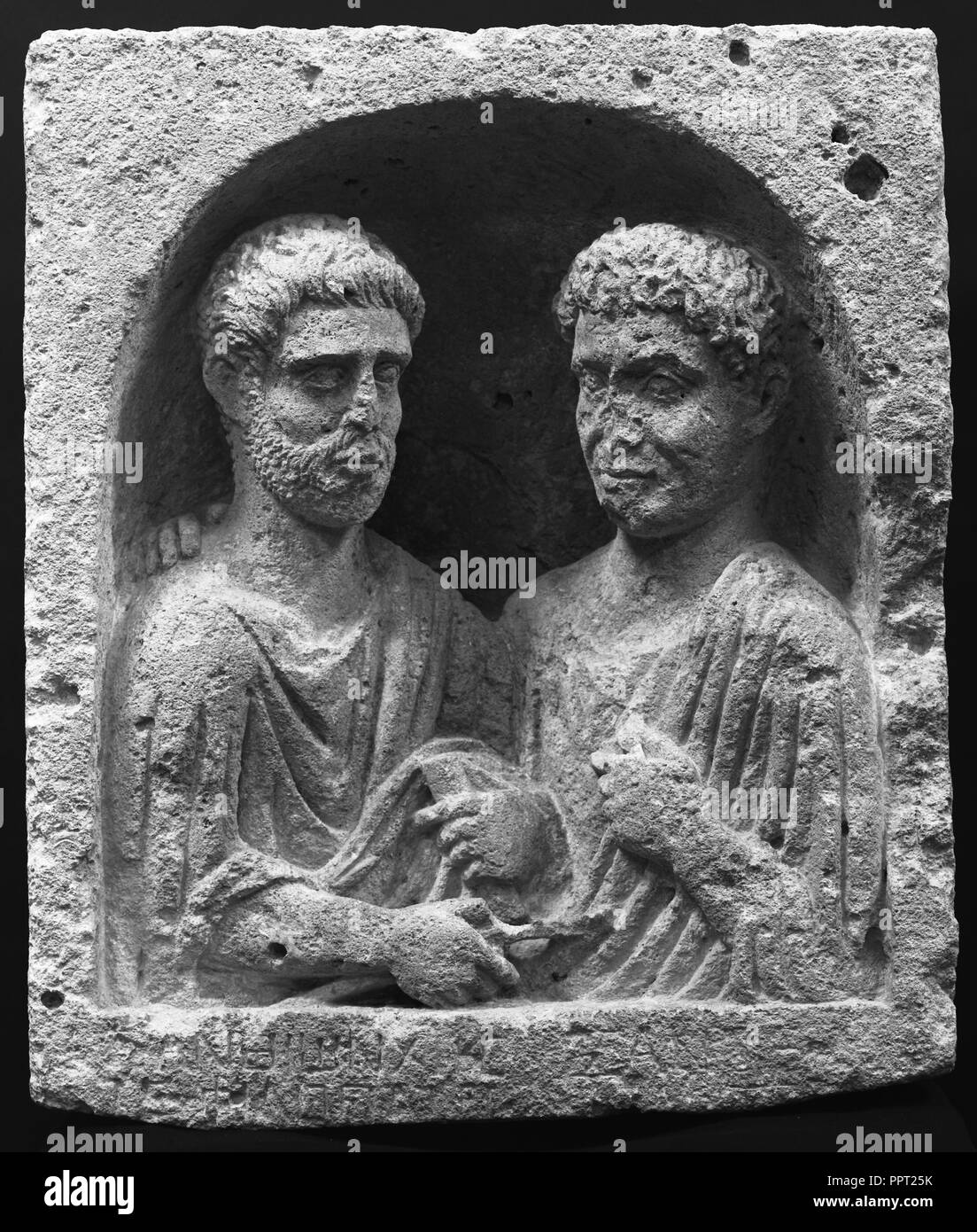 Grave Stele with the Busts of a Father and Son; Syria; mid-2nd century; Limestone; 79 × 67.3 × 26 cm Stock Photo