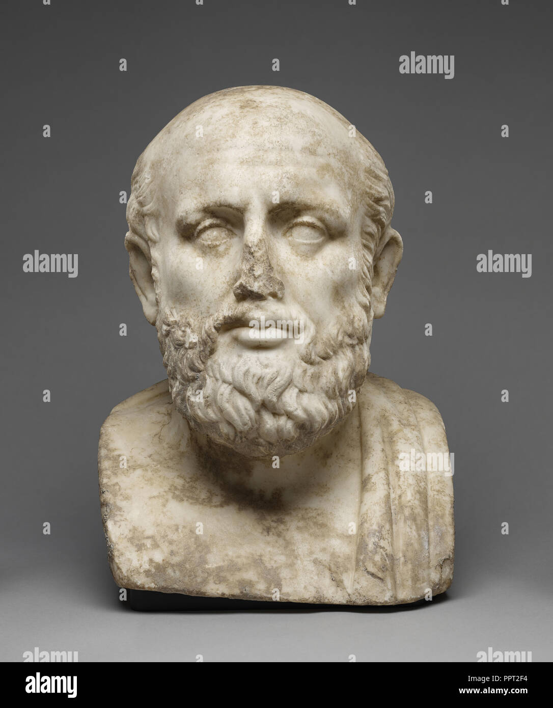 Herm Bust of a Greek Philosopher; Roman Empire; second half of 1st century; Italian marble; 38.5 × 27.4 × 26 cm Stock Photo