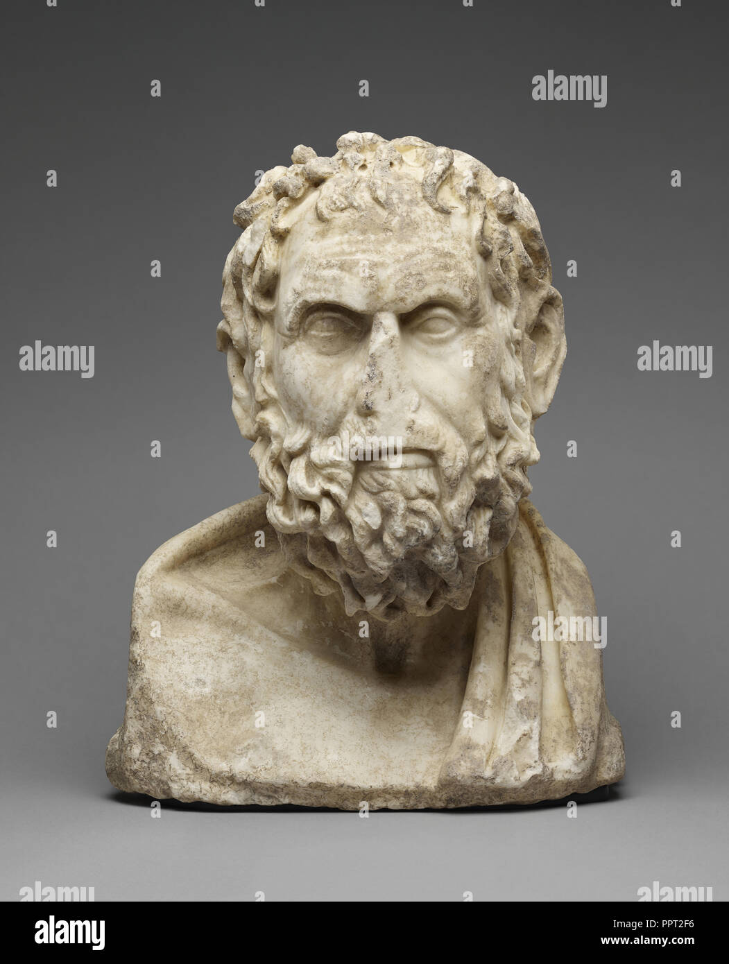 Herm Bust of a Greek Philosopher; Roman Empire; late 1st century; Italian marble; 39 × 31.3 × 19.5 cm Stock Photo