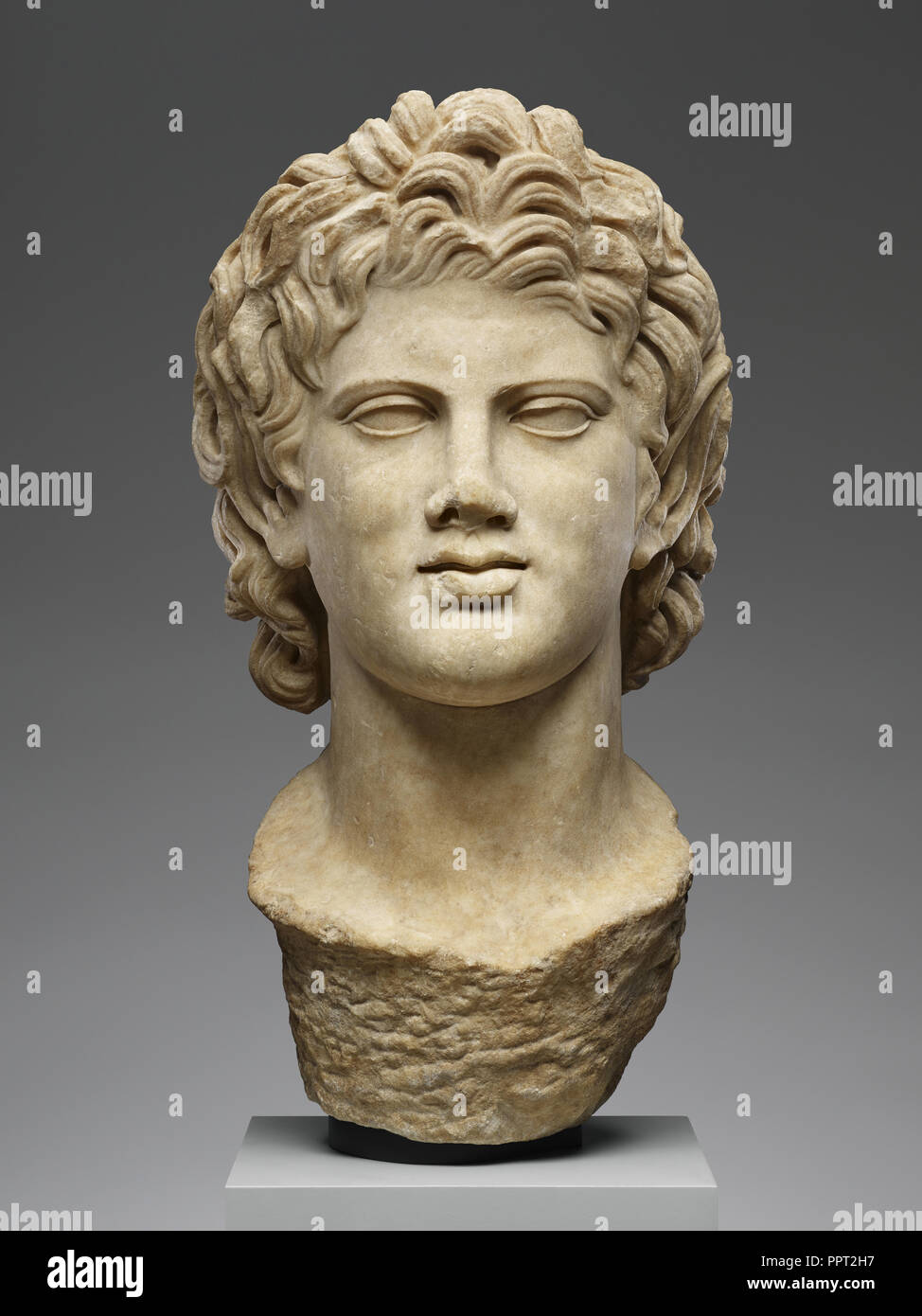 Head of a Satyr worked for insertion into a Statue; Roman Empire; 2nd ...