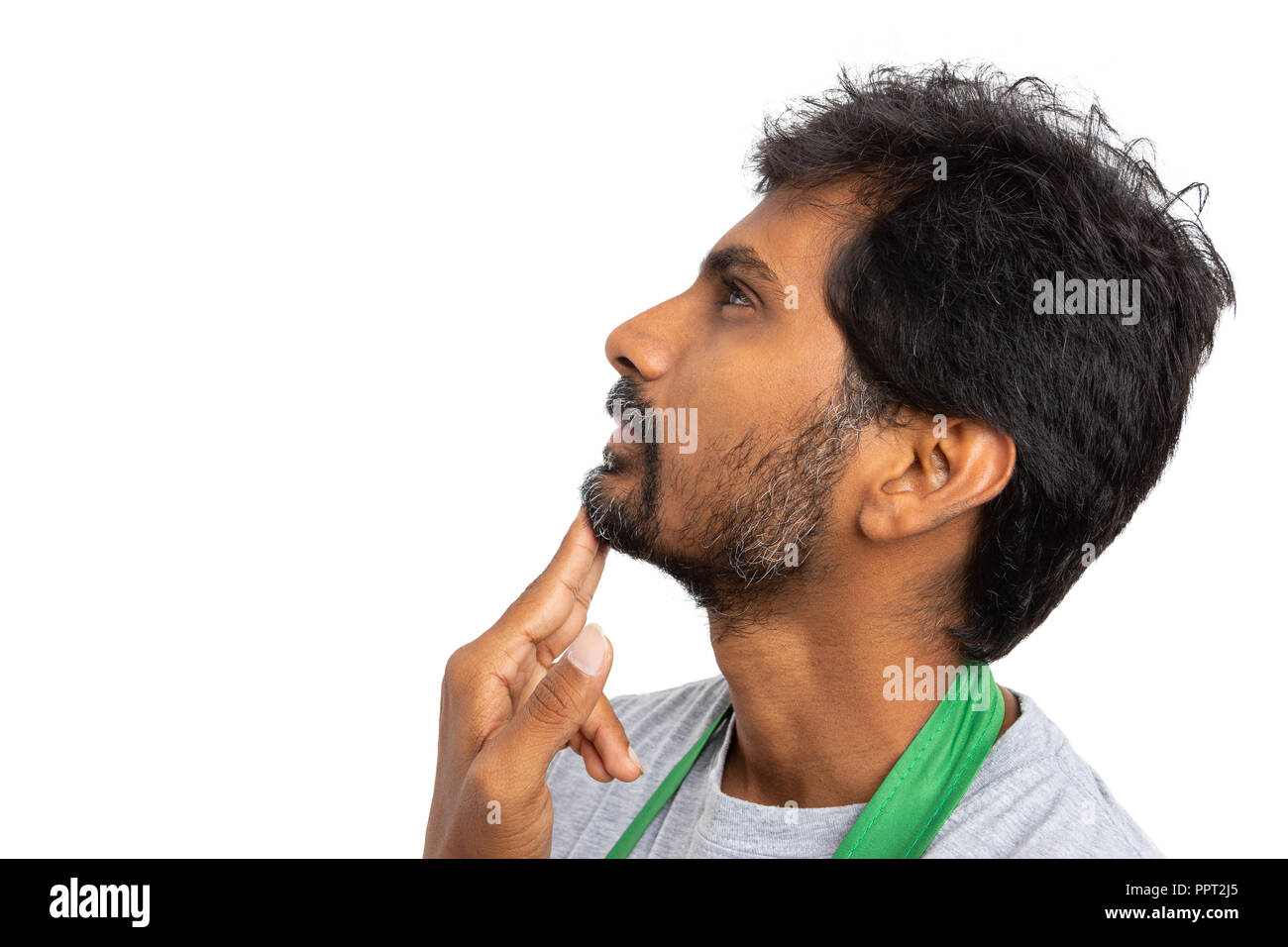 Man touching chin fingers hi-res stock photography and images - Alamy