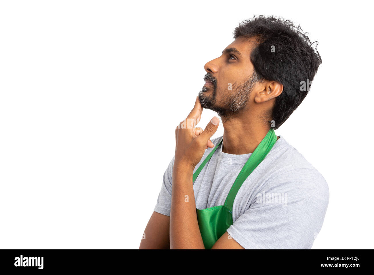 Man touching chin fingers hi-res stock photography and images - Alamy